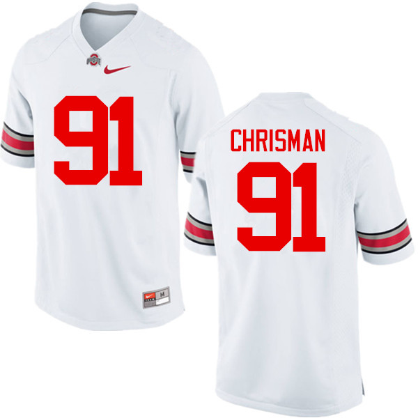 Men Ohio State Buckeyes #91 Drue Chrisman College Football Jerseys Game-White